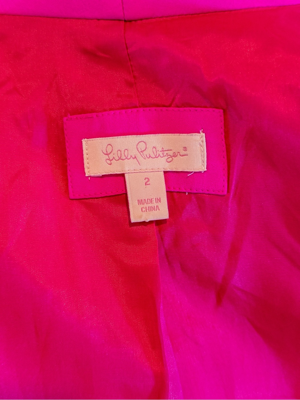 Lilly Pulitzer Hot Pink Silk Blazer - size 2 - Picture 3 of 3
